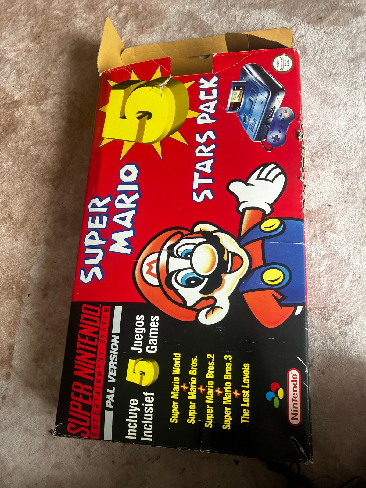 Doos: Super Nintendo Super Mario 5 Stars Pack, Spelcomputers en Games, Games | Nintendo Super NES, Gebruikt, Platform, Verzenden