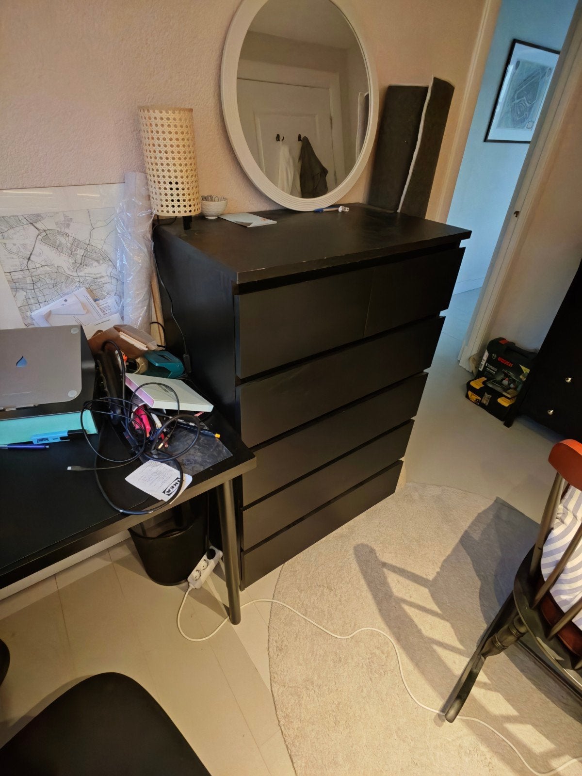 Ikea Malm - zwarte ladekast met 6 laden - Gebruikt, Ophalen, Gebruikt, 5 laden of meer, 50 tot 100 cm