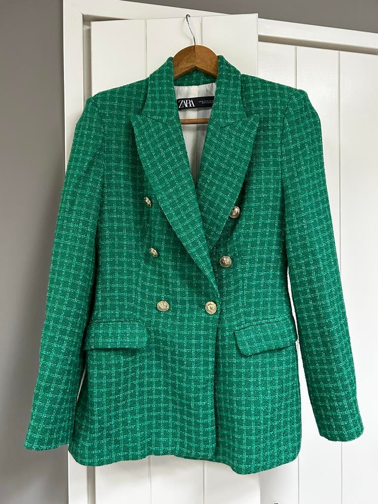 Zara tweed blazer groen XS nieuw, Kleding | Dames, Jasjes, Kostuums en Pakken, Nieuw, Ophalen of Verzenden, Jasje, Maat 34 (XS) of kleiner