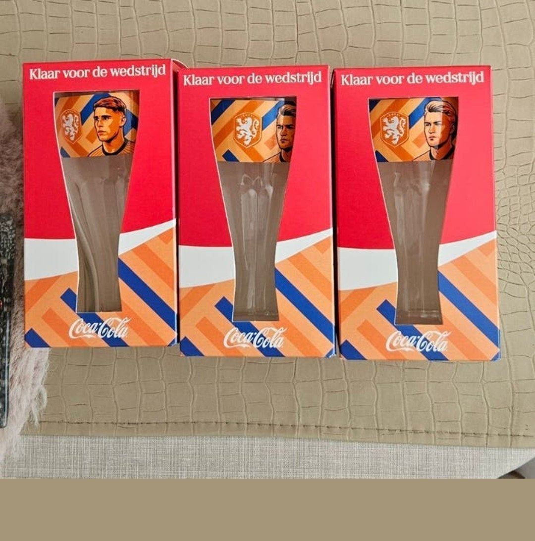 coca cola wk glazen 3 stuks NIEUW in verpakking leuk kadotip, Verzamelen, Ophalen, Nieuw, Frisdrankglas
