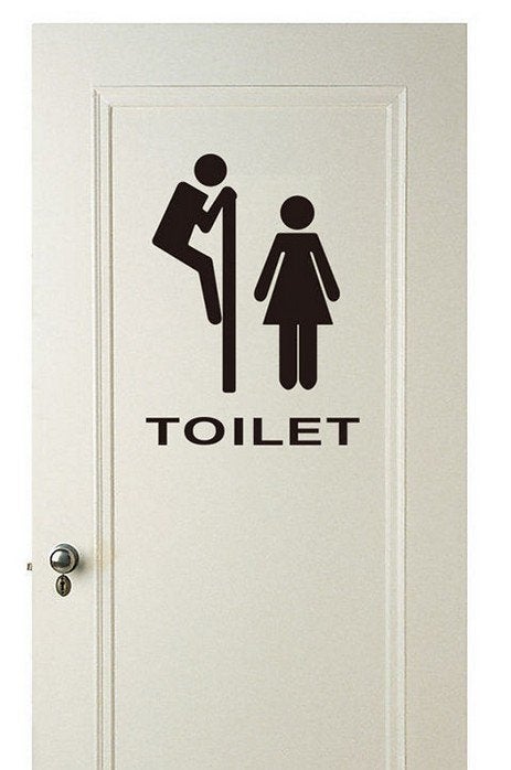 Grappige Toilet Deur Sticker, Zwart, Ophalen of Verzenden, Kunststof, Modern