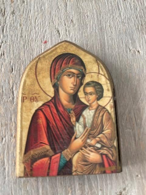 Oosters orthodox icoon / reisicoon. Heilige Moeder Gods., Antiek en Kunst, Antiek | Religie, Ophalen