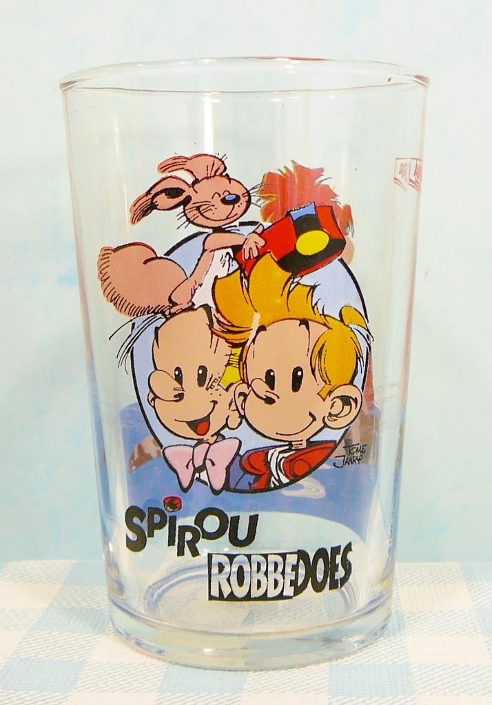 Vintage Robbedoes en Kwabbernoot Franquin - Amora glas 1994, Verzamelen, Stripfiguren, Nieuw, Gebruiksvoorwerp, Guust of Robbedoes