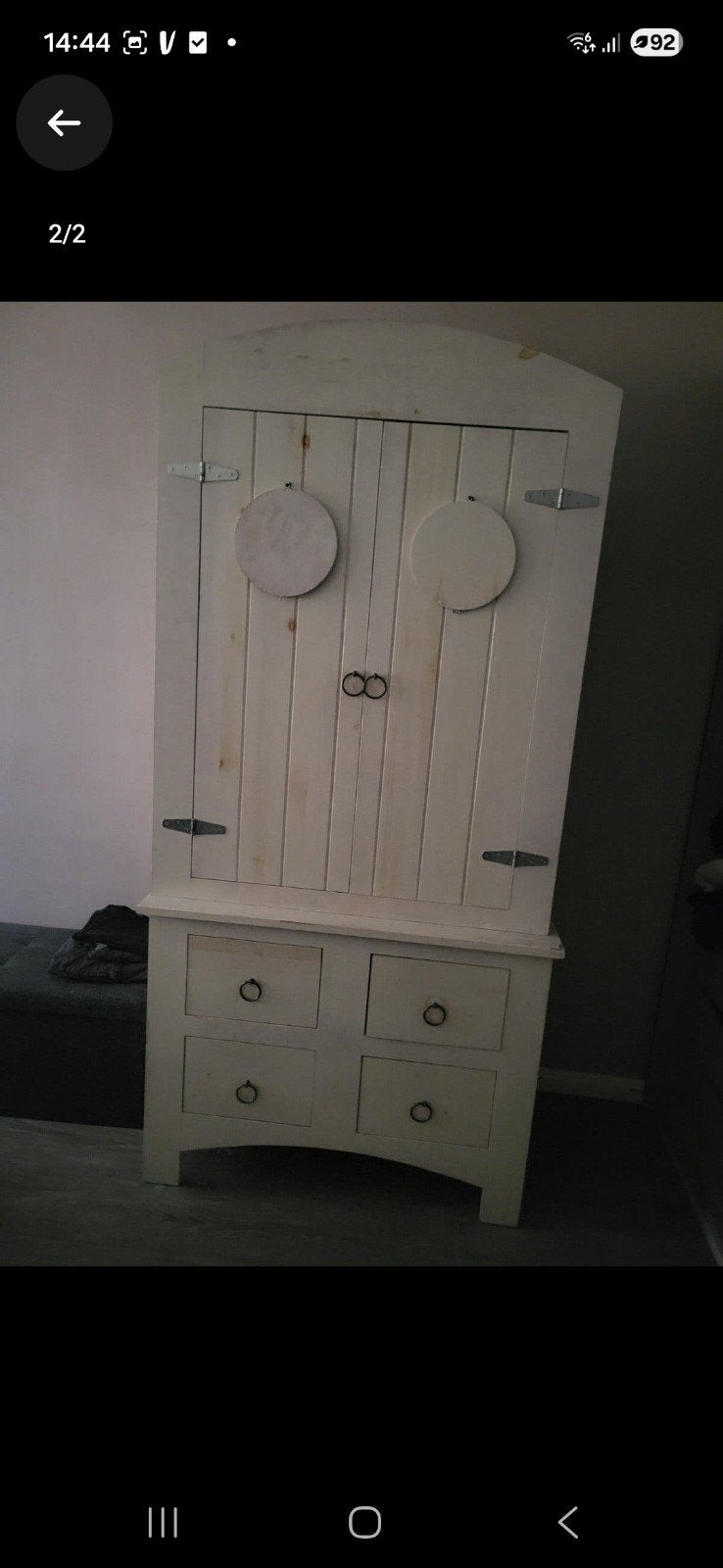 Mooie witte houten kast met lades en deuren, Ophalen, Gebruikt, Met deur(en), 50 tot 100 cm