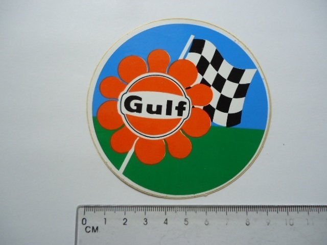 sticker oud GULF OIL auto motor flowerpower autosport, Verzenden, Zo goed als nieuw, Bedrijf of Vereniging
