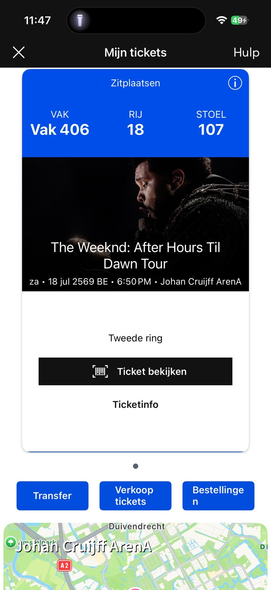 The Weeknd ticket, Eén persoon