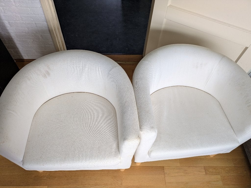 Gratis Ikea Solsta Olarp kuipstoel 2x, Huis en Inrichting, Stoelen, Ophalen, Gebruikt, Twee, Wit