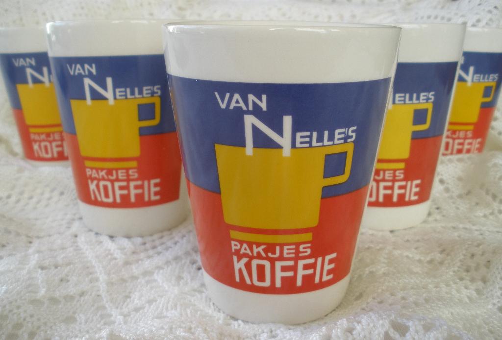 6 Van Nelle bekers, Huis en Inrichting, Keuken | Servies, Overige typen, Ophalen of Verzenden, Zo goed als nieuw, Overige stijlen