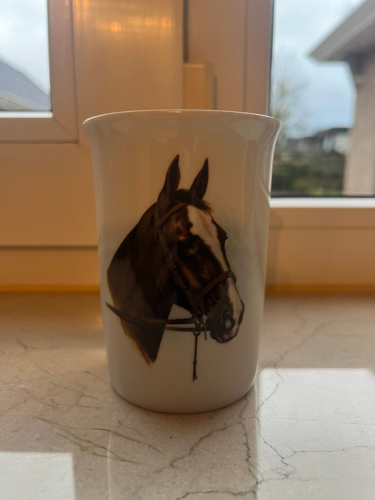 Vintage porseleinen beker van royal schwabap met paard, Ophalen of Verzenden