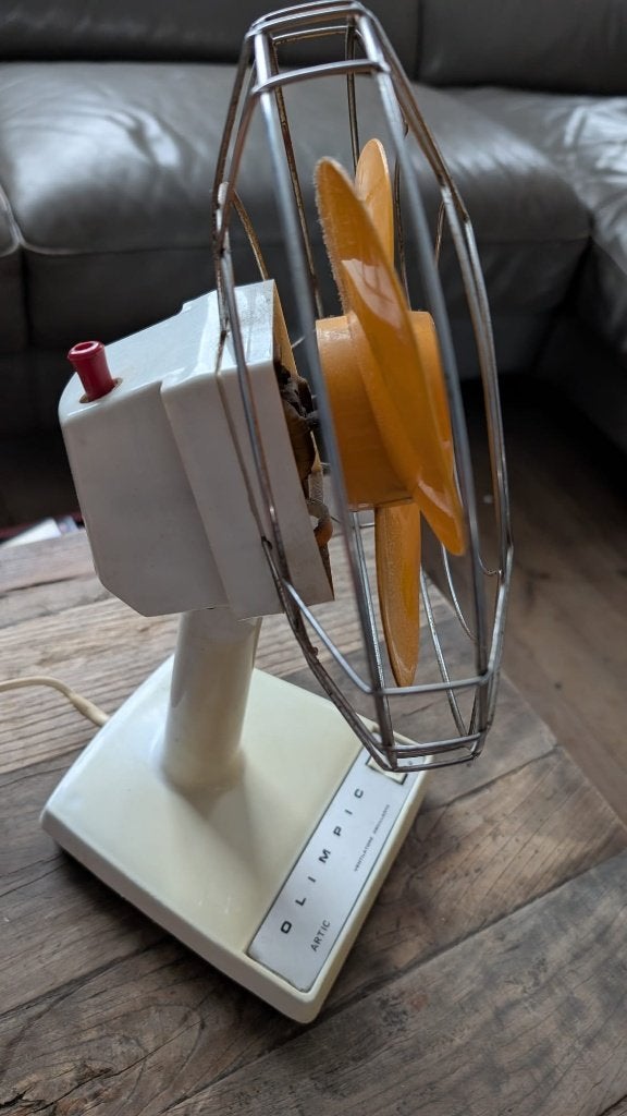 Vintage Olimpic Artic tafelventilator | Oranje | 70s/80s, Ophalen of Verzenden, Gebruikt, Tafelventilator
