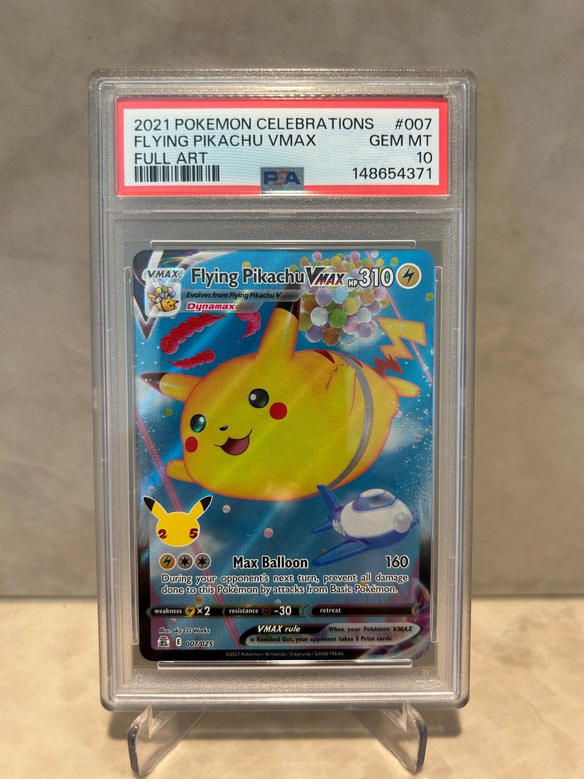 Flying Pikachu 007 VMAX Full Art PSA 10 GEM MT Pokémon Kaart, Ophalen of Verzenden, Nieuw, Losse kaart, Foil