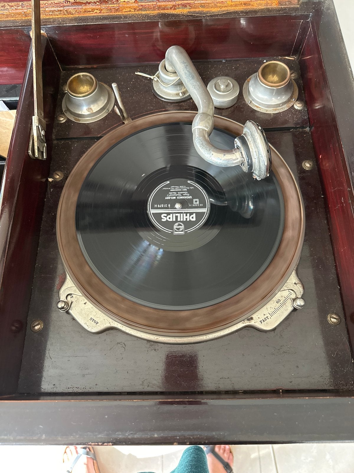 Foto 3 van Werkend! Antieke Kesselphone Platenspeler - Jaren '20