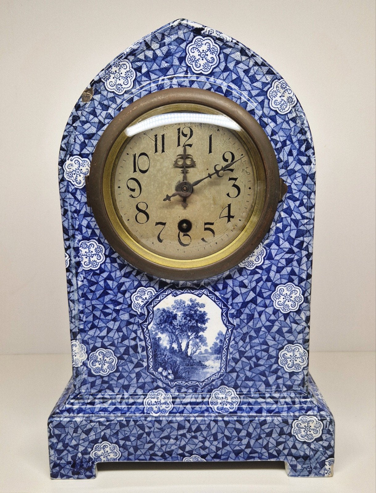 Antieke aardewerk tafelklok Flamand Blue Villeroy & Boch., Ophalen