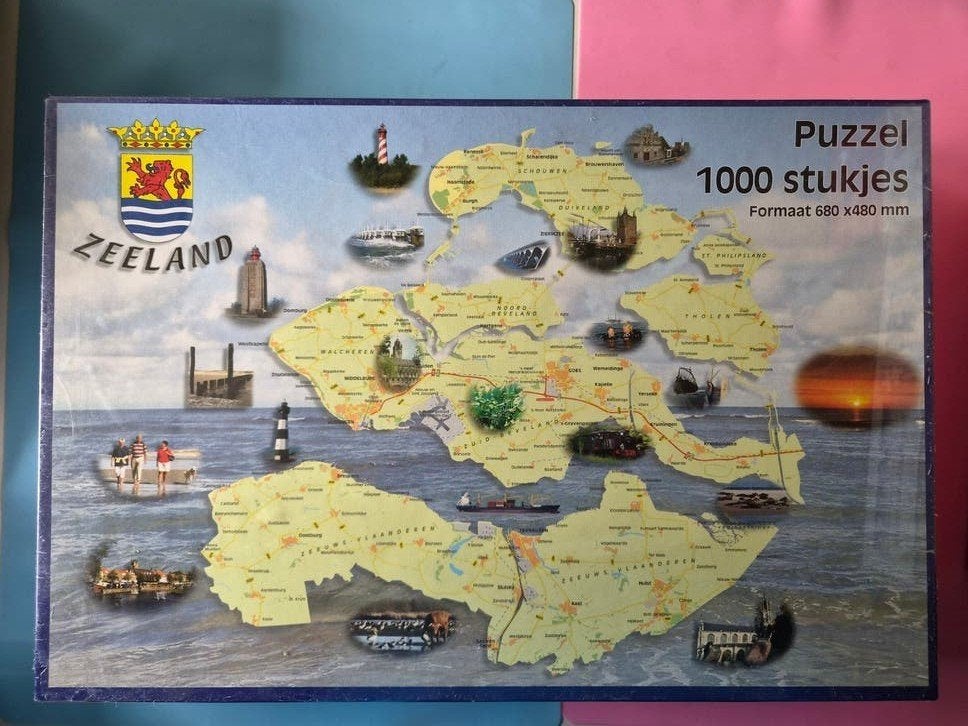 Puzzel Zeeland 1000 stukjes - Kaart en bezienswaardigheden, Ophalen of Verzenden, 500 t/m 1500 stukjes, Nieuw, Legpuzzel