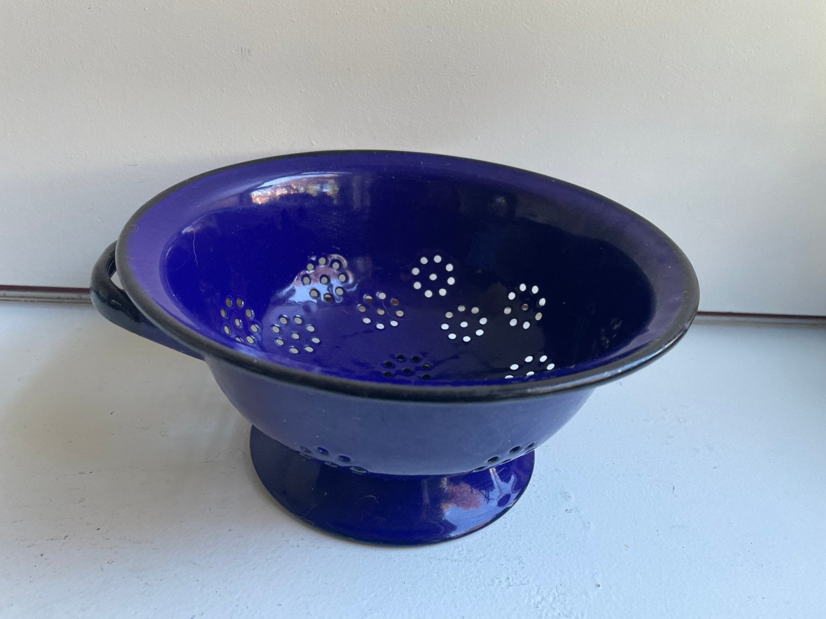 Vintage Blauw emaille vergiet, Ophalen of Verzenden