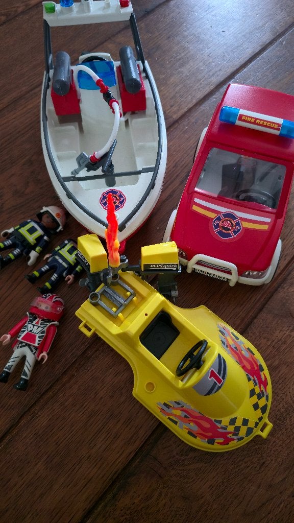 Playmobil boot, speedboot en auto, Kinderen en Baby's, Speelgoed | Playmobil, Ophalen of Verzenden, Zo goed als nieuw, Complete set