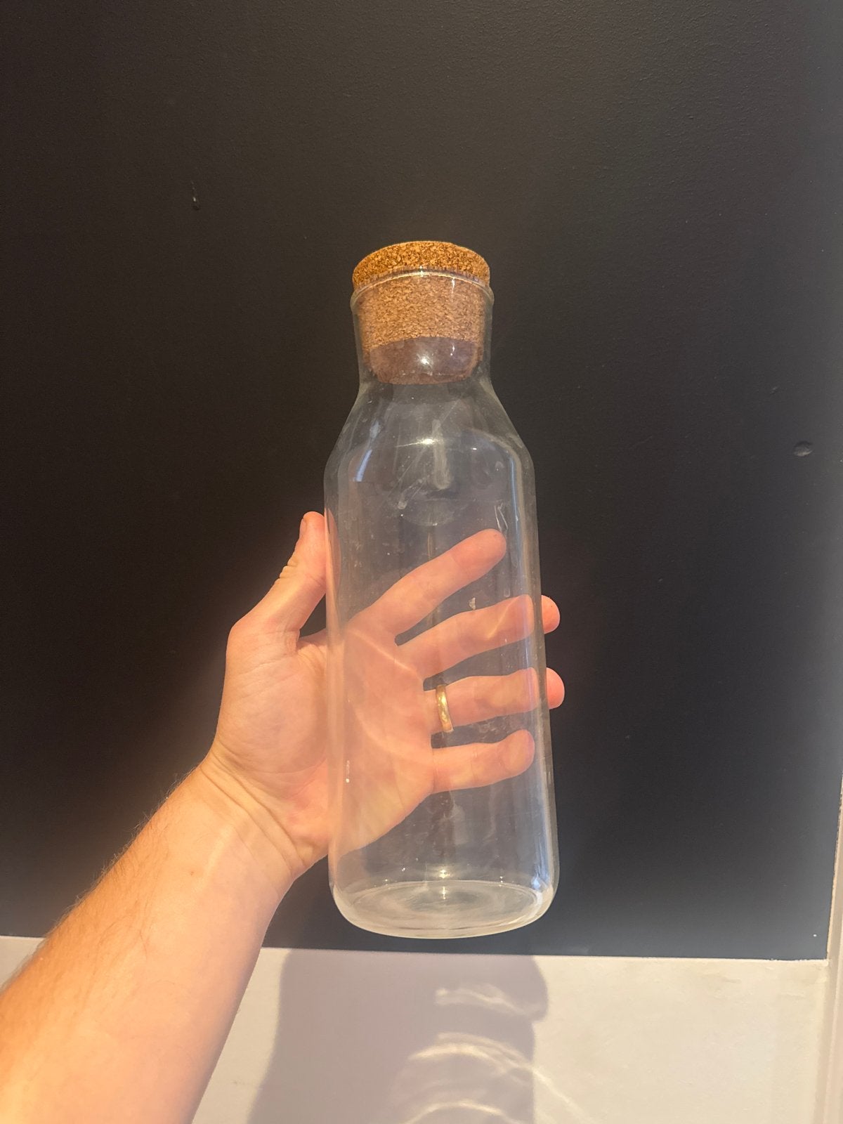 Glazen fles met kurk - decoratief of voor drankjes, Ophalen, Transparant, Geschikt voor droogbloemen, Glas