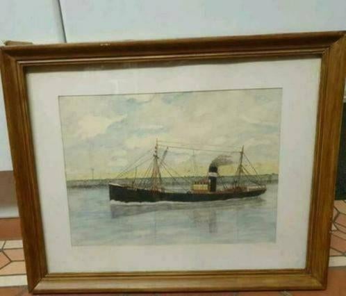 IJmuiden Vissersschip IJM 73 Stoomtrawler 1906 M E Broek, Antiek en Kunst, Kunst | Schilderijen | Klassiek, Ophalen