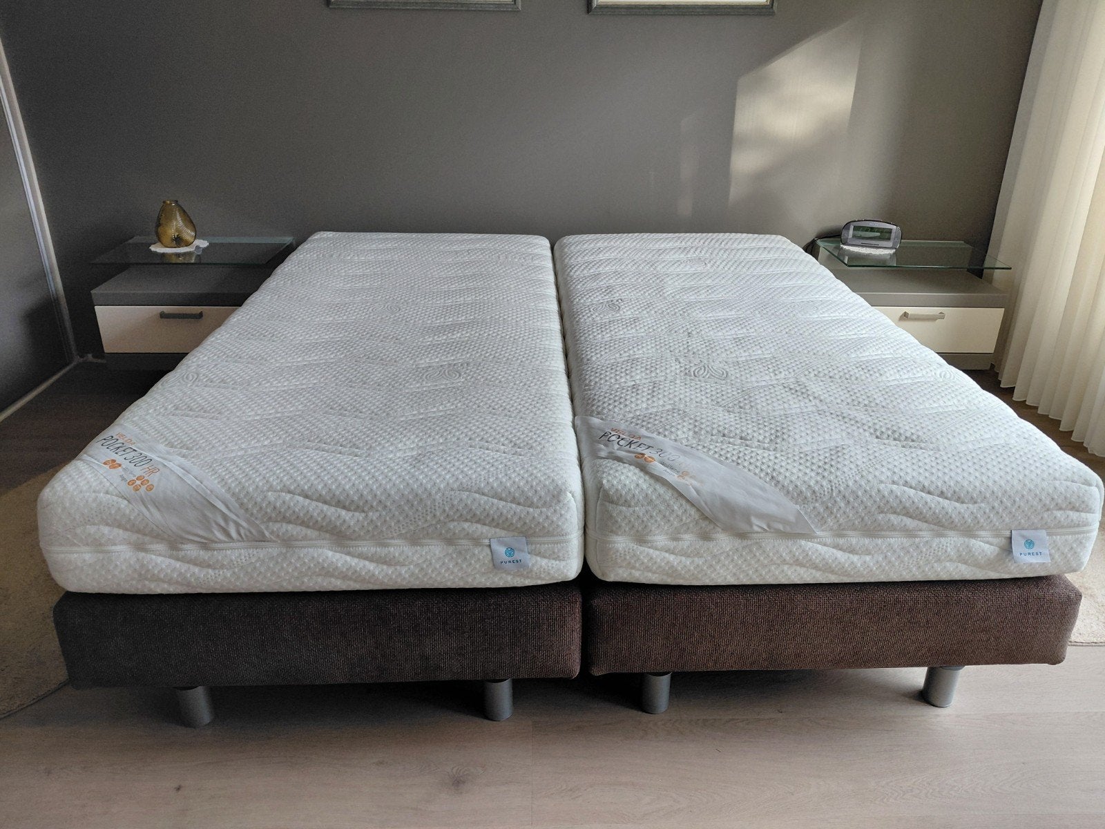 Tweepersoons bed 180x200  elektrisch verstelbaar, Ophalen, Bruin, Tweepersoons, 180 cm