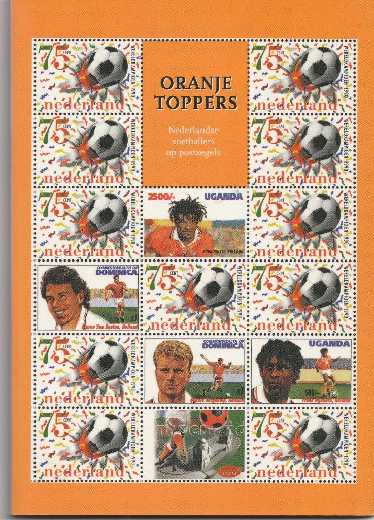 Oranje Toppers boek Ned. Voetballers op postzegels. Zie afb., Ophalen of Verzenden