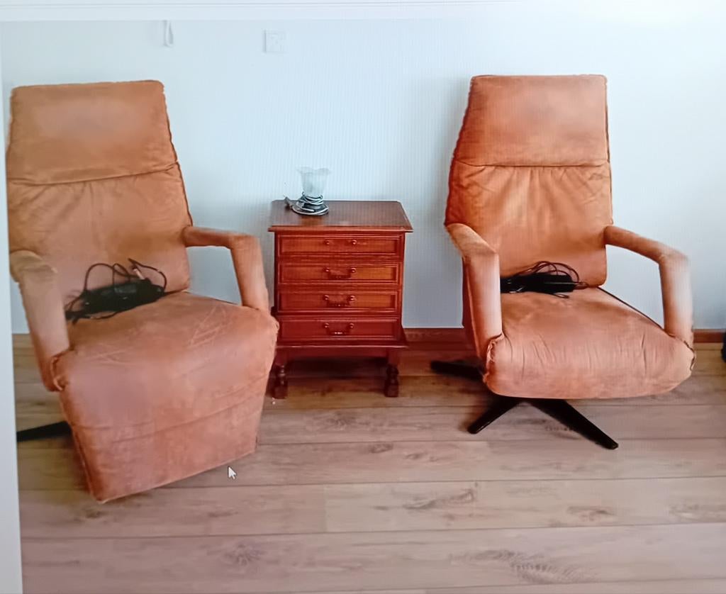 Fauteuil relax Fauteuils 2 stuks bruin, Ophalen, Gebruikt, 75 tot 100 cm, 50 tot 75 cm