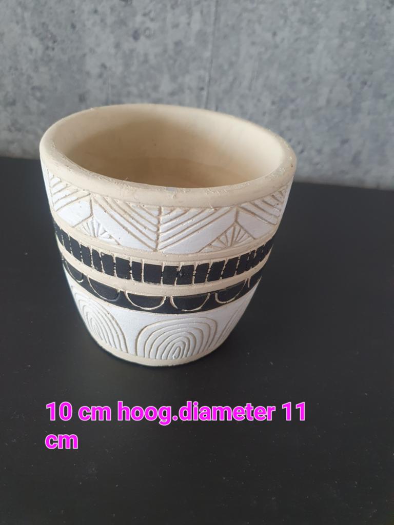 Nieuwe aardewerk bloempot met uniek patroon, Rond, Ophalen of Verzenden, Aardewerk, Binnen