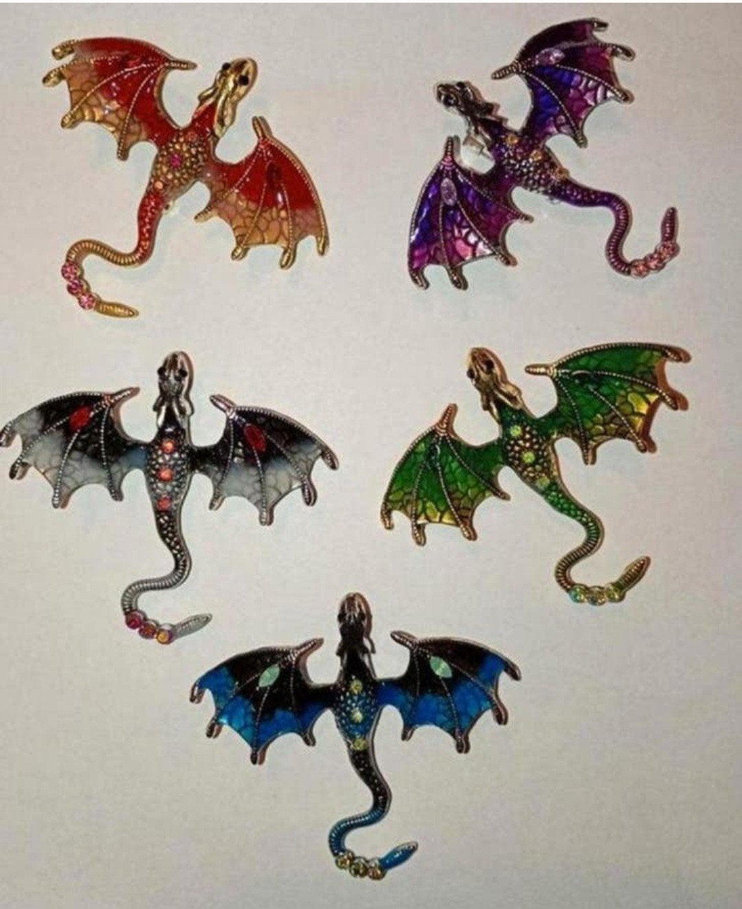 Mooie metalen Draak Broche met kristal., Met kristal, Overige materialen, Overige kleuren, Nieuw