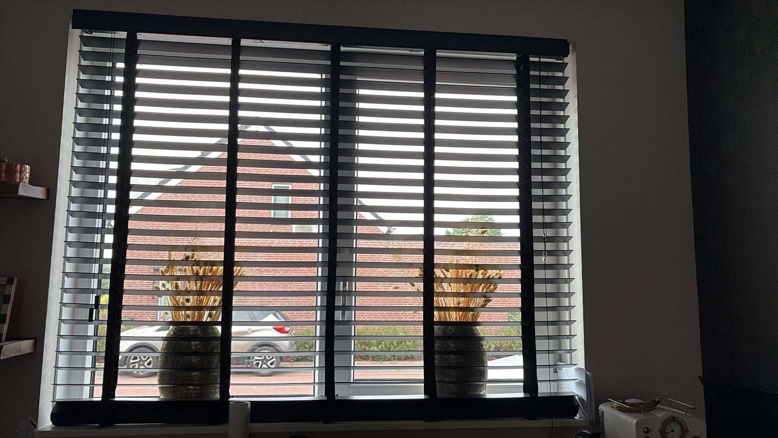 Stijlvolle houtlook jaloezieën - Zwart, Ophalen, Jaloezie, Zwart, Hout