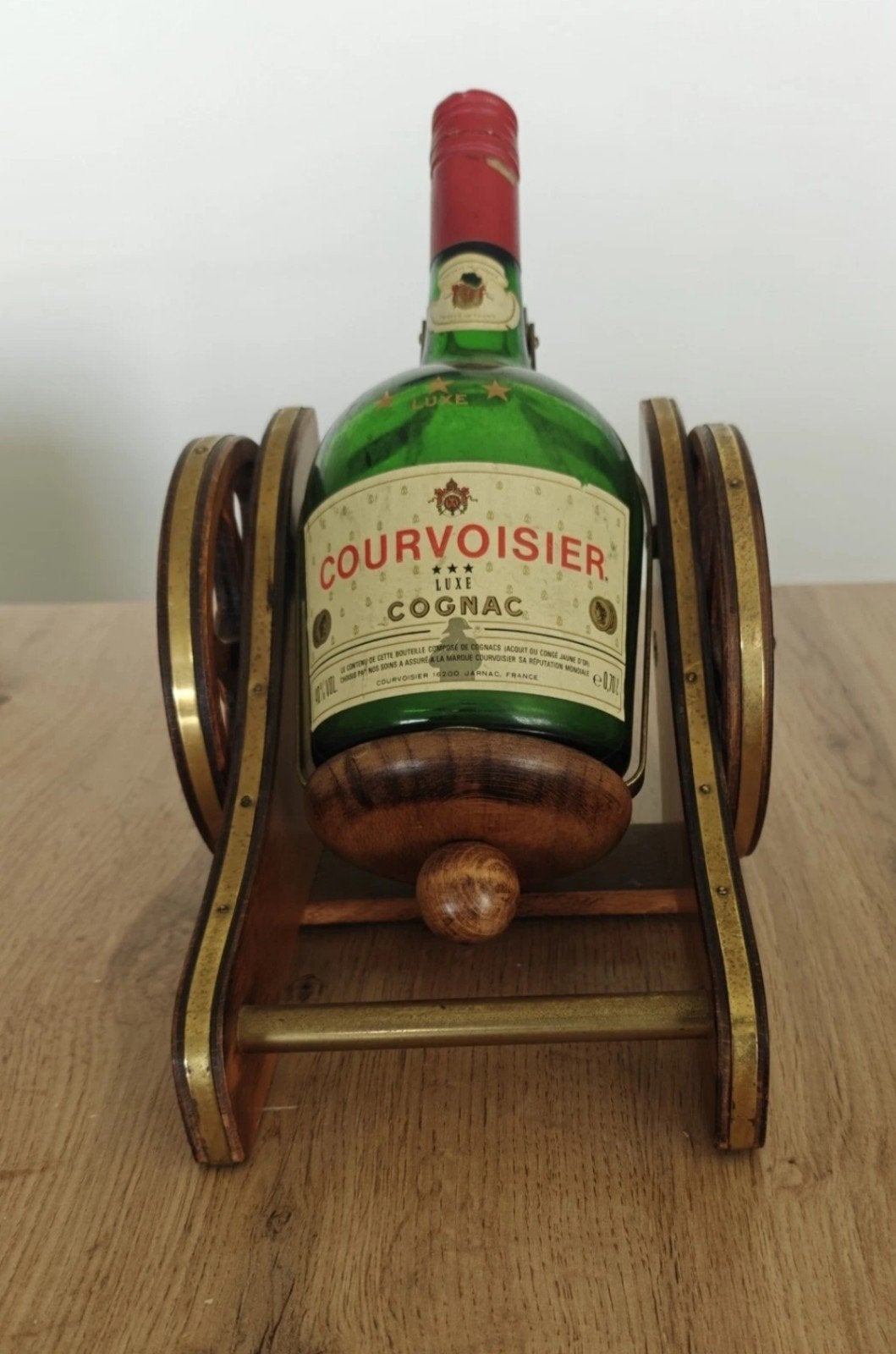 Vintage Courvoisier Cognac Kanon Fleshouder met Lege Fles, Ophalen of Verzenden