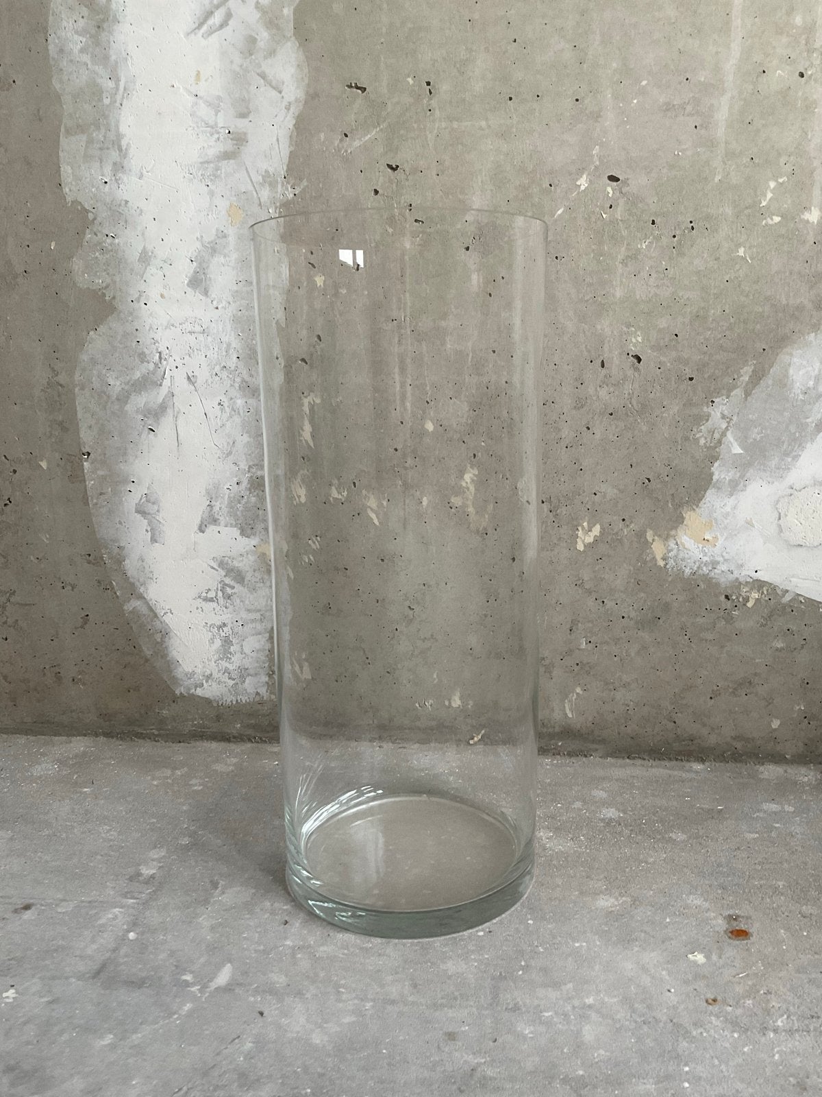 Hoge glazen vaas - 50 cm hoog, 21,5 cm diameter, Huis en Inrichting, Ophalen, Zo goed als nieuw, Transparant, Glas