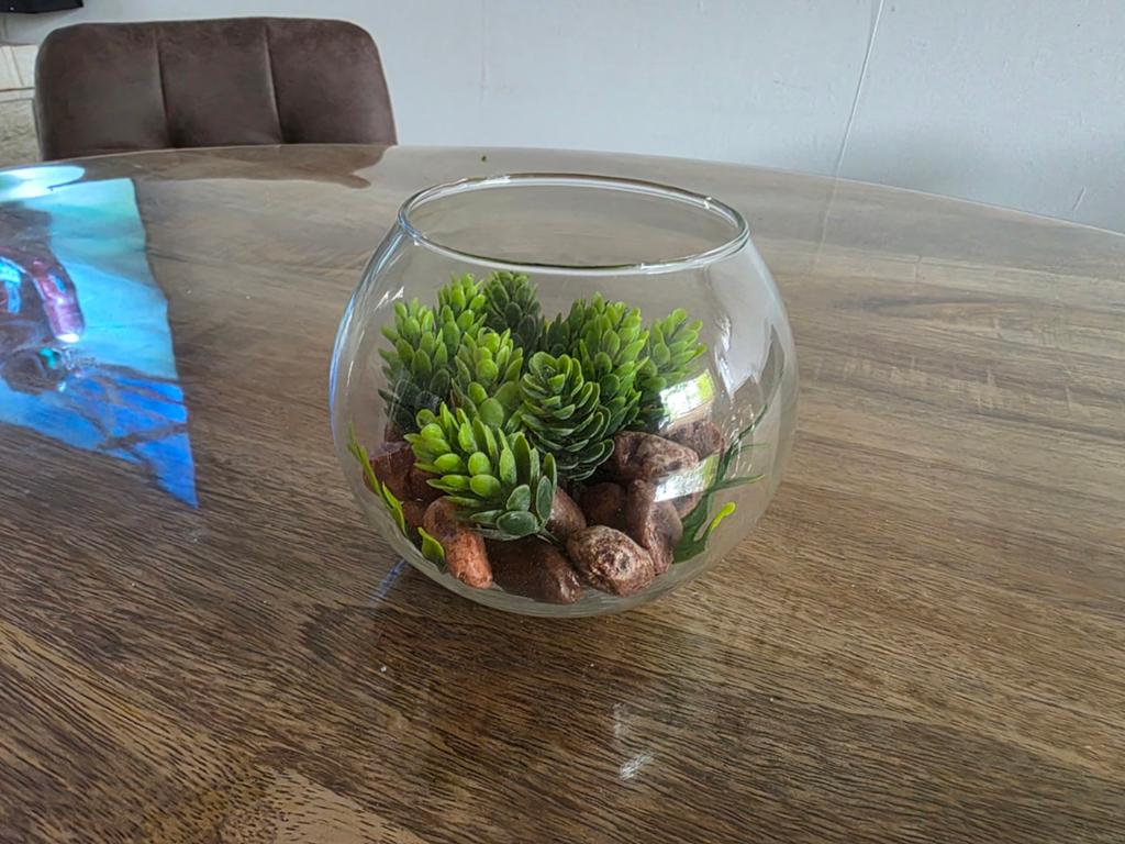 Decoratie kom met nep plantje, Ophalen of Verzenden
