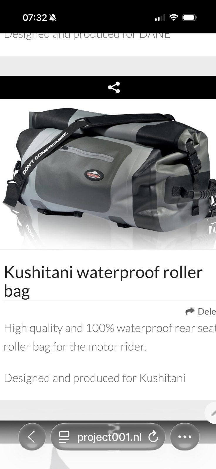 GEZOCHT KUSHITANI WATERPROOF BAG, Motoren, Ophalen of Verzenden, Gebruikt