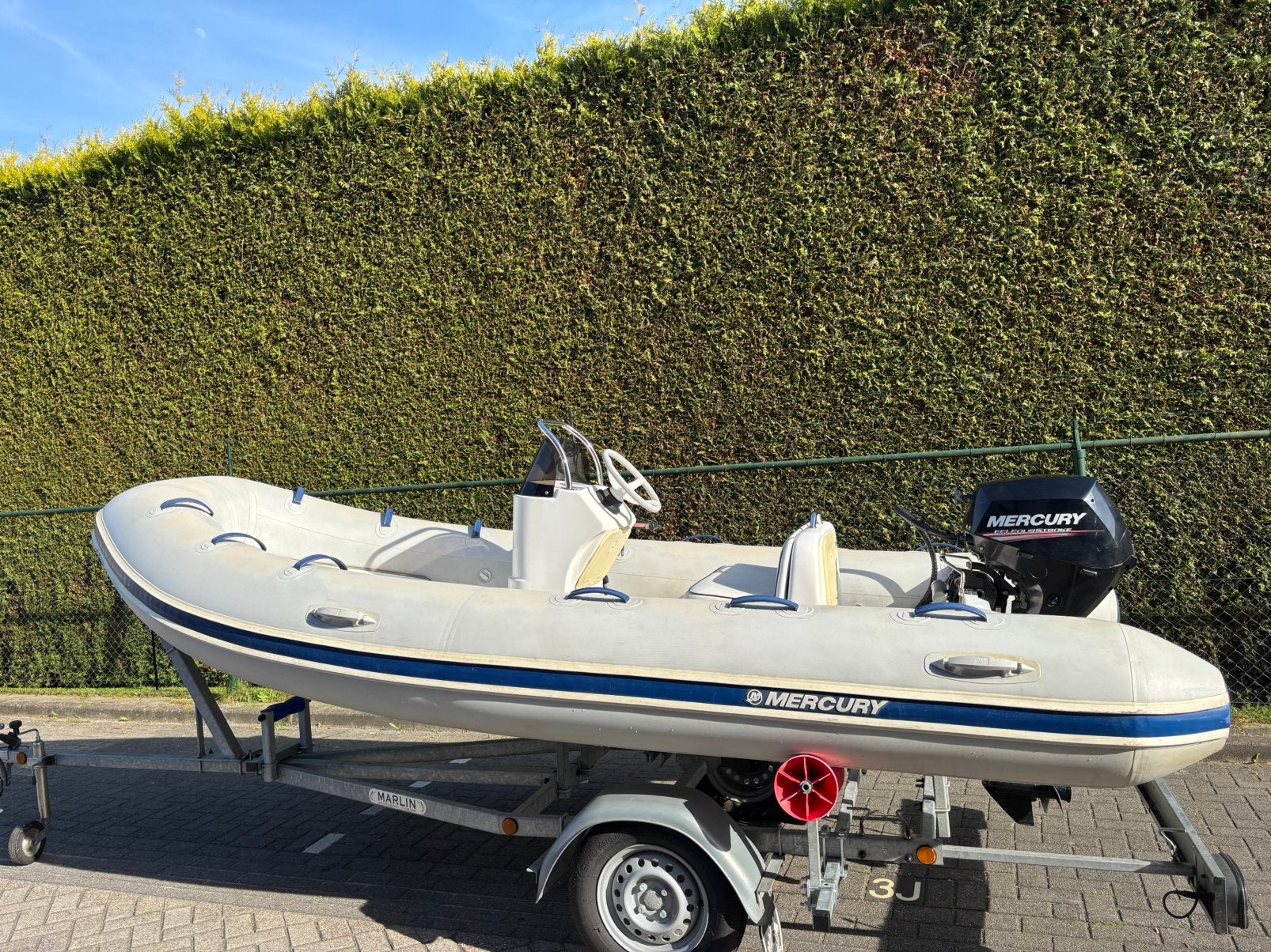 Rubberboot met 15pk Mercury uit 2019 - vaarbewijs vrij, Ophalen, Buitenboordmotor, Mercury