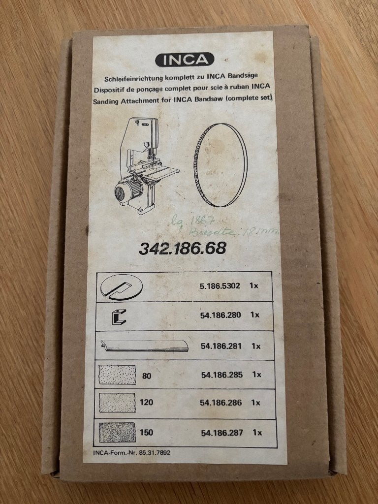 Foto 2 van Inca euro 260 lintzaag schuurbandset.Nieuw.