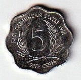 5  cent  1981  East Caribian States. km. 12 ( 0,25 ), Ophalen of Verzenden, Noord-Amerika, Losse munt