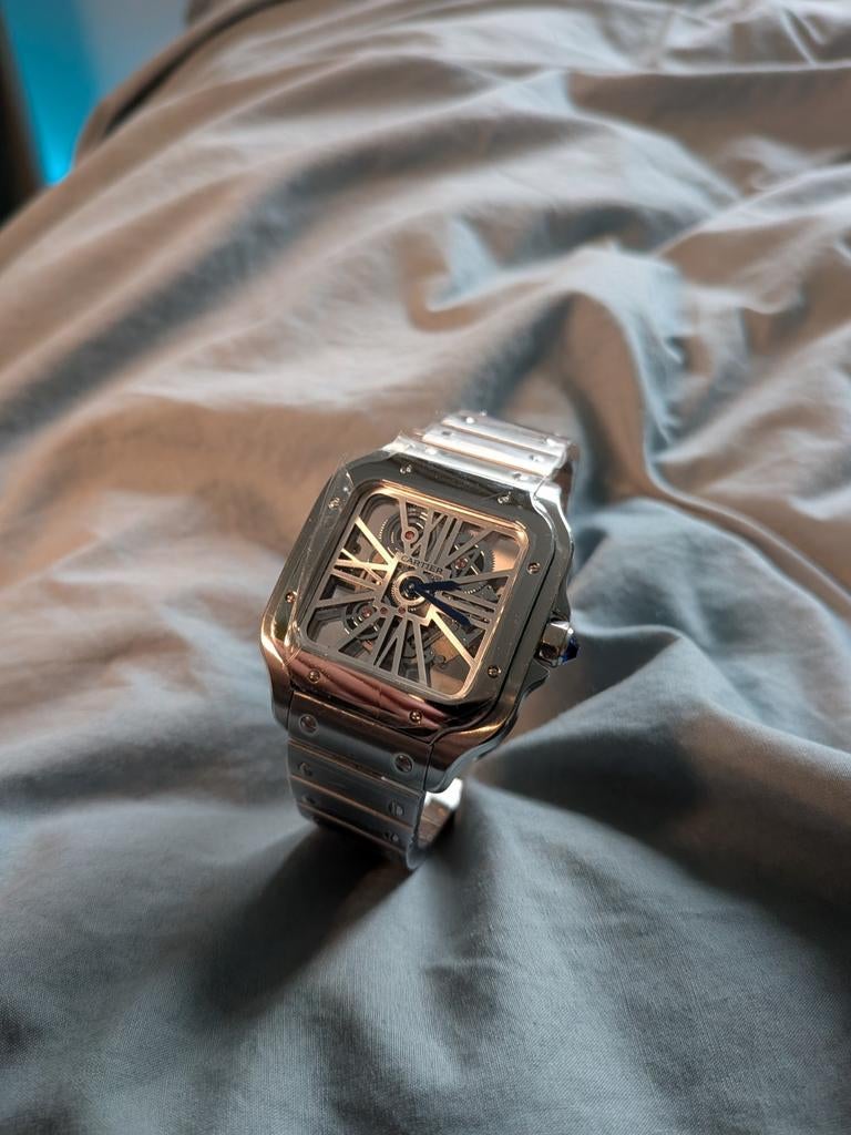 Cartier Santos Skeleton, Overige merken, Staal, Met bandje, Polshorloge