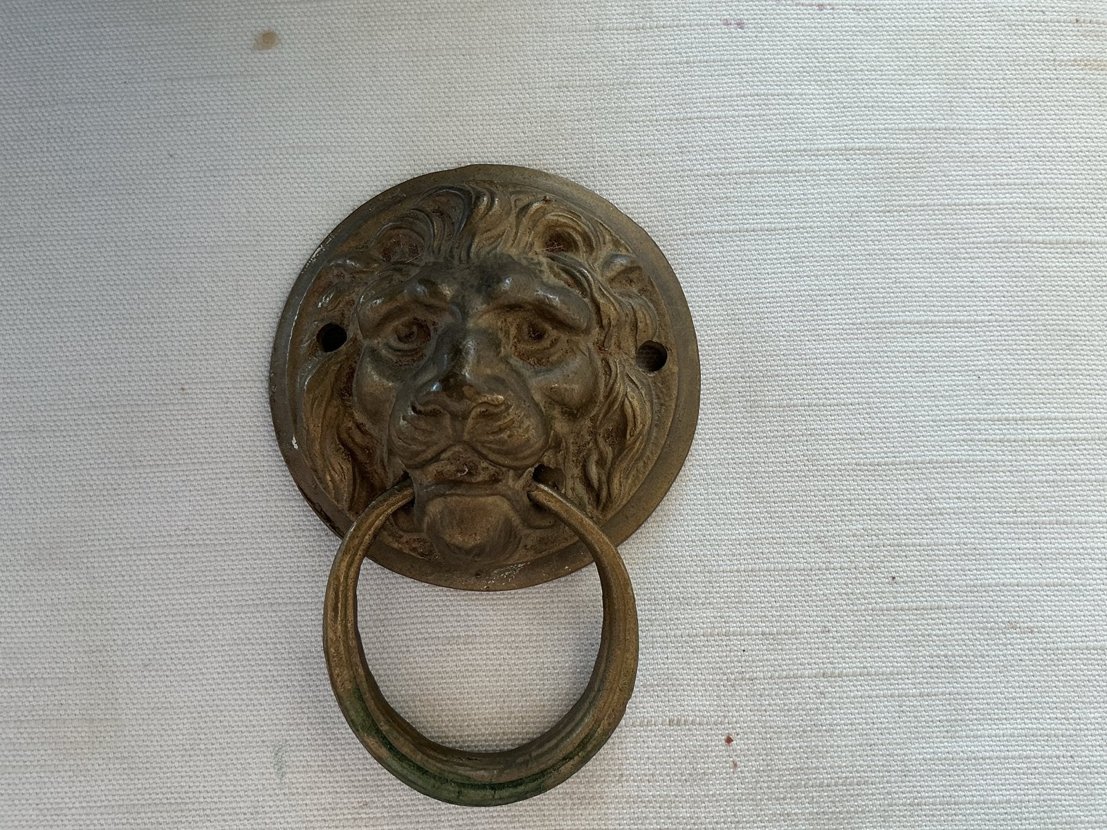 Antieke bronzen leeuwenkop deurklopper, Antiek en Kunst, Ophalen of Verzenden, Brons