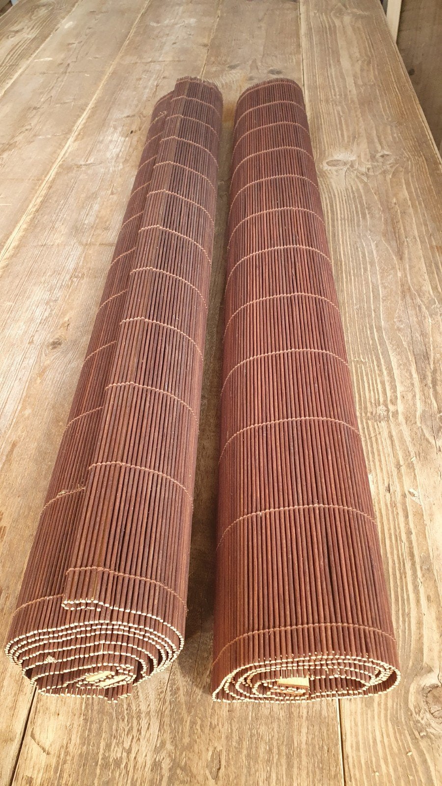 2x Bamboe Rolgordijnen - 170x90 cm, 90 cm, Duo rolgordijn, Bruin, 170 cm