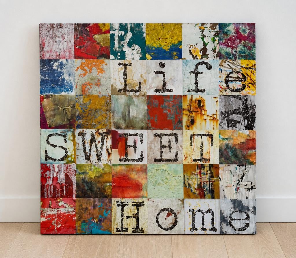 Abstract canvas "Life Sweet Home" - Kleurrijk kunstwerk, Ophalen