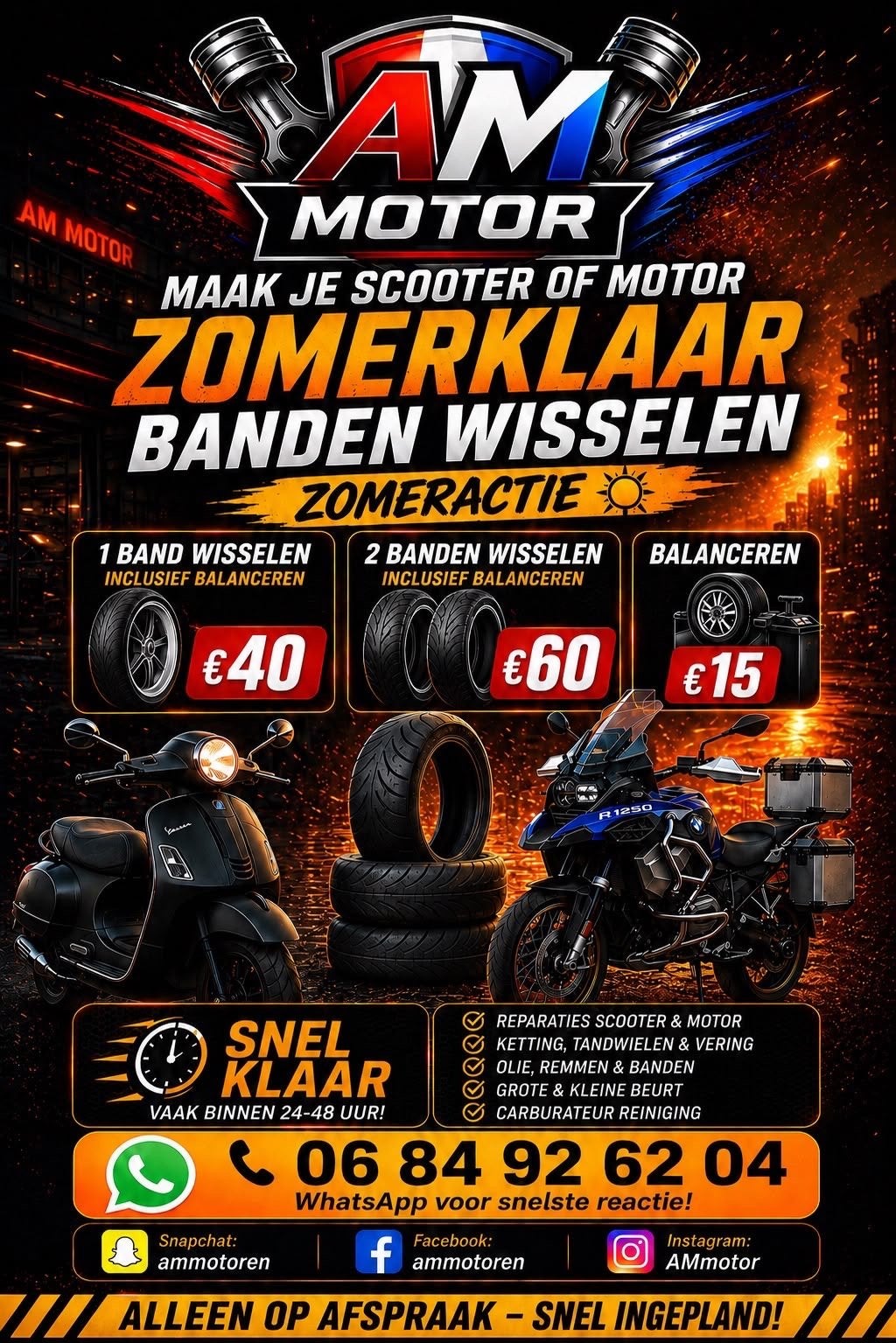 AM Motor Zomeractie: Banden Wisselen & Balanceren, Ophalen of Verzenden, Nieuw