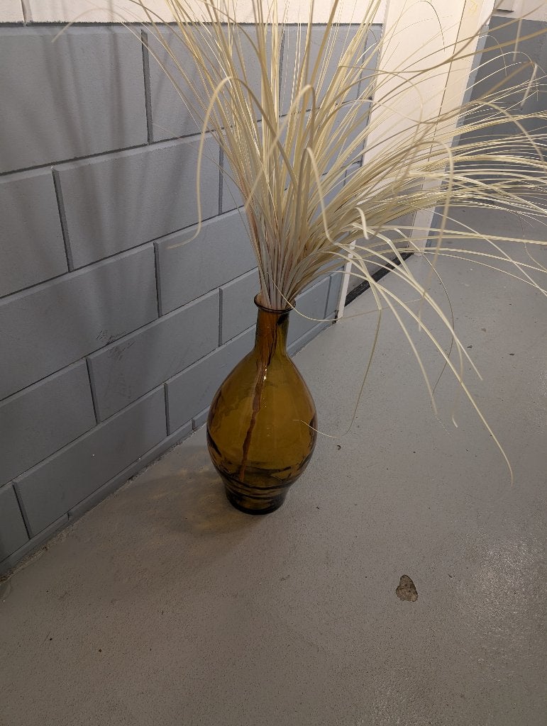 Mica Decorations Glazen Vaas met Gedroogde Grassen, Huis en Inrichting, Woonaccessoires | Vazen, Ophalen, Zo goed als nieuw, Geel