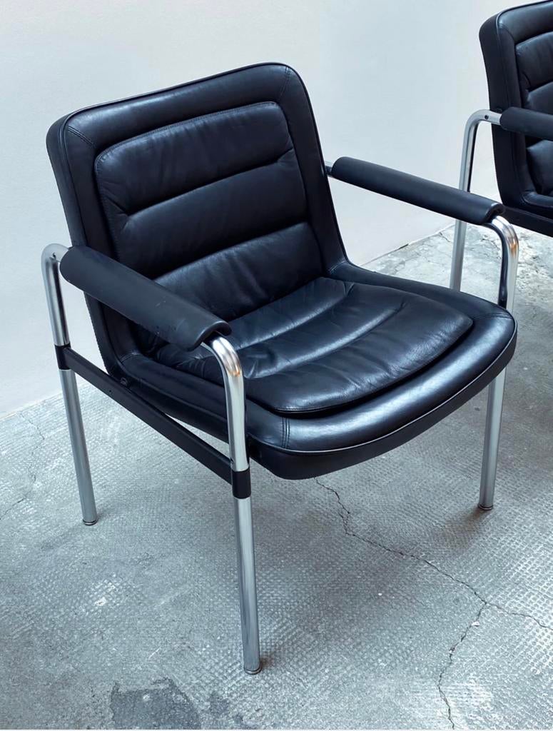 JORGEN KASTHOLM VINTAGE FAUTEUIL, Gebruikt, Zwart, Leer, Ophalen of Verzenden
