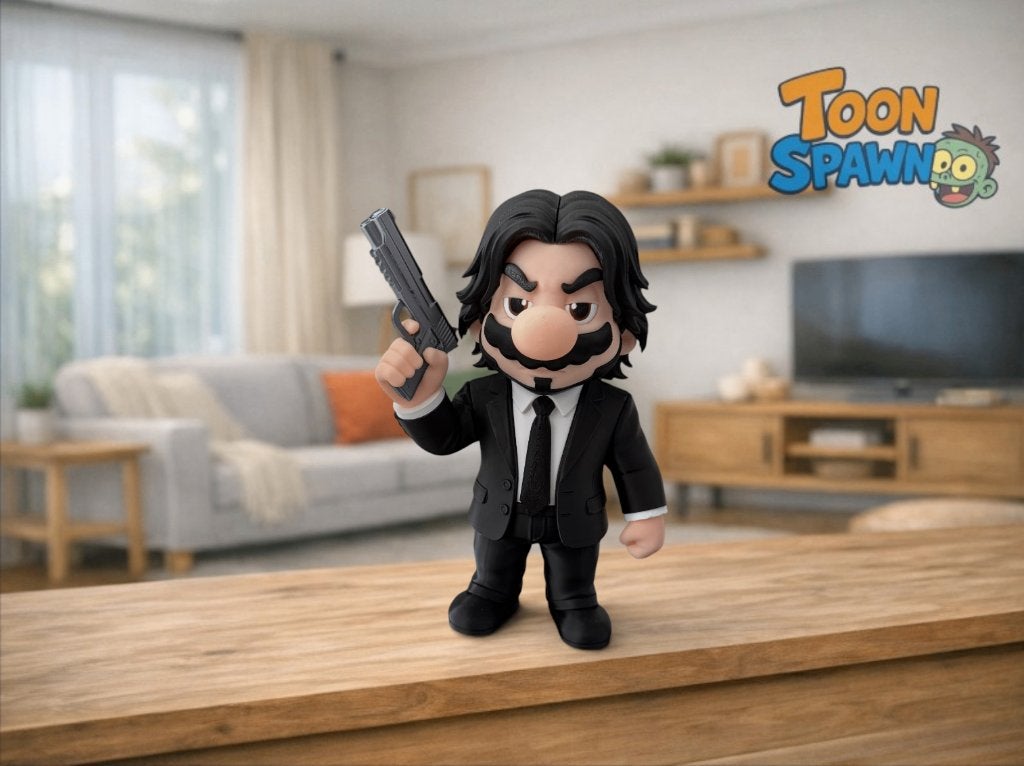 Mario Wick – John Wick x Super Mario Mash‑up – 30 cm, Verzamelen, Ophalen of Verzenden, Nieuw, Overige typen