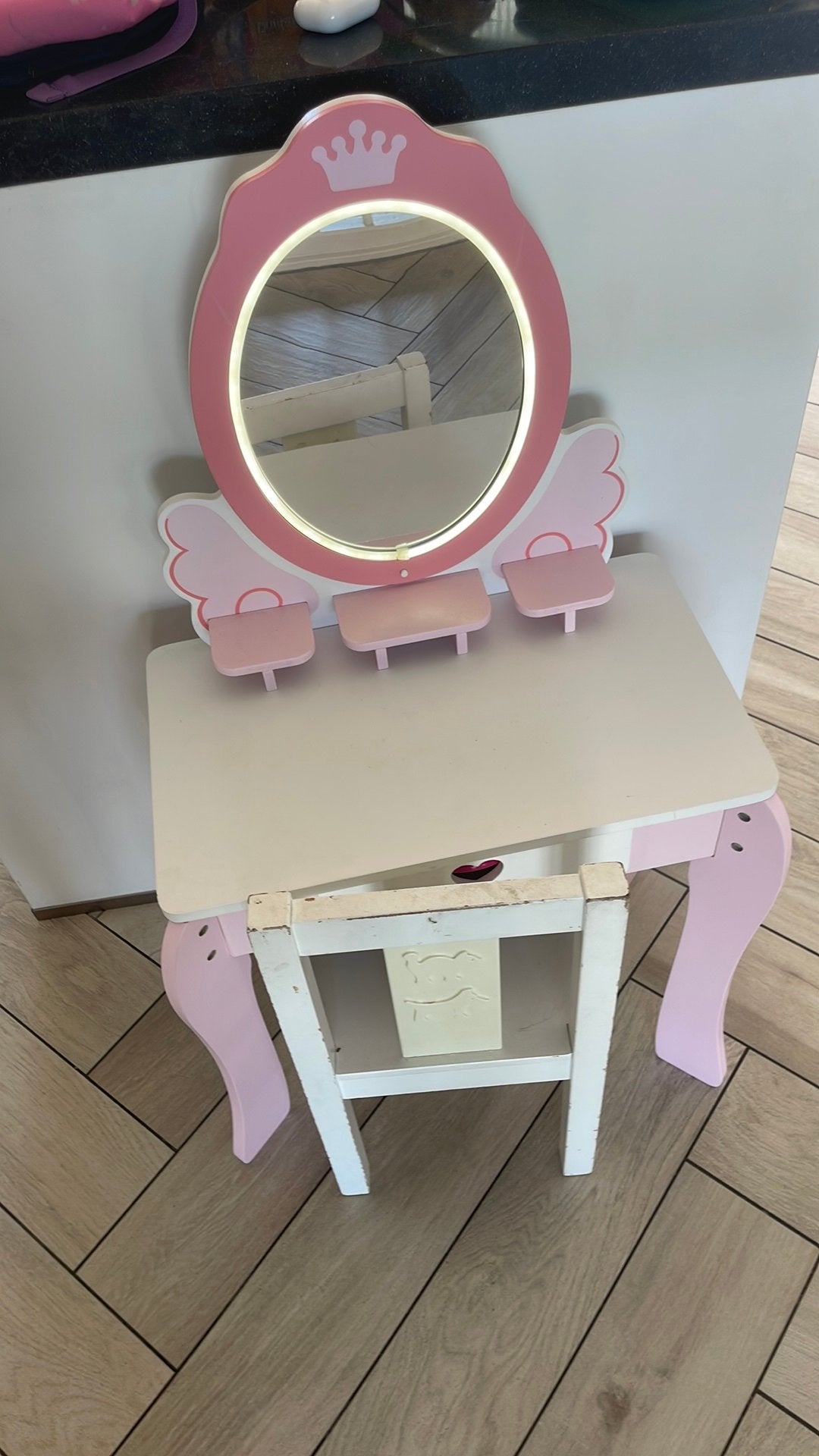 Kinder kaptafel met licht en accessoires, Ophalen, Zo goed als nieuw, 50 tot 100 cm, Minder dan 100 cm