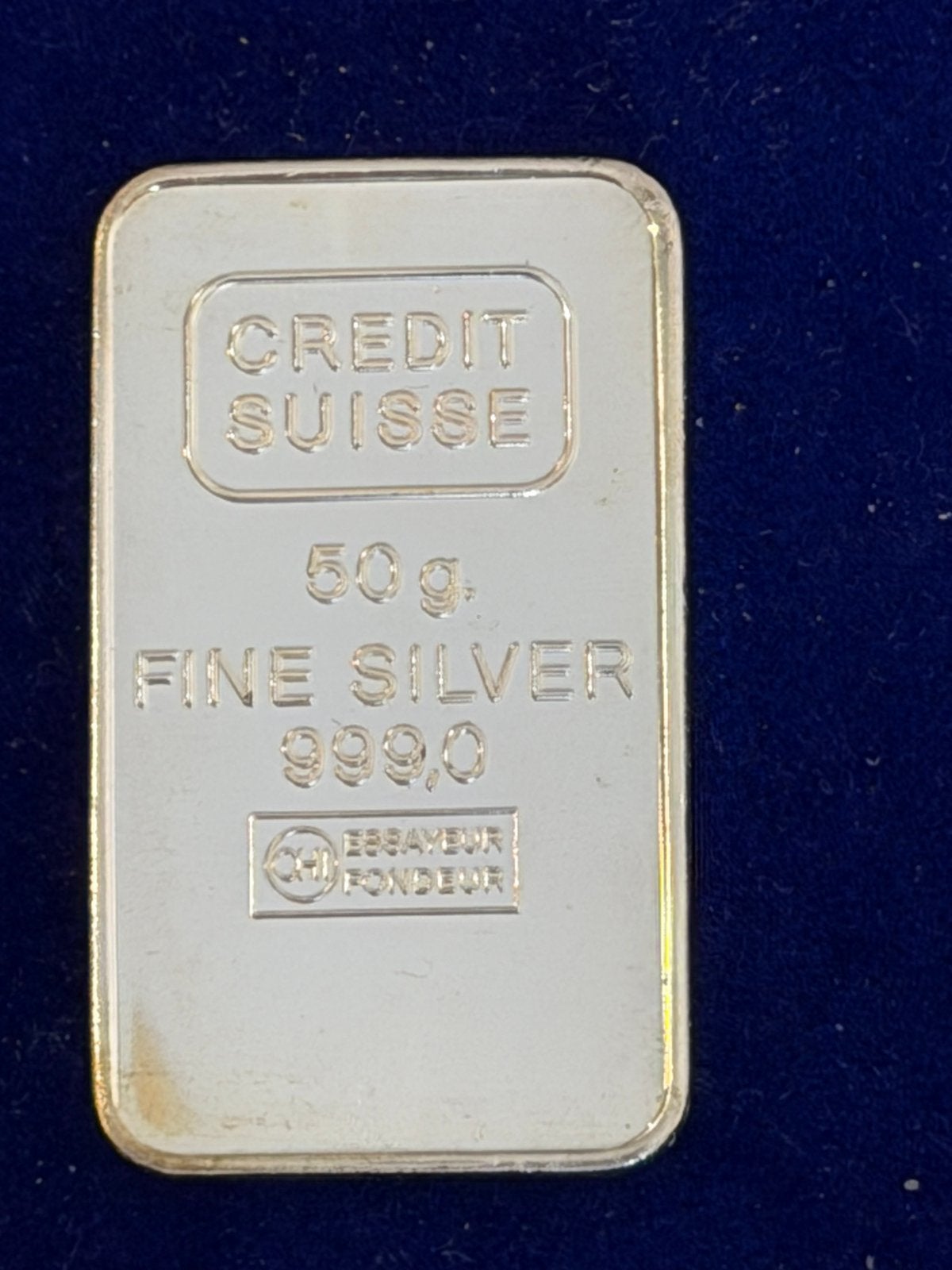 Credit suisse baartje 50 gr zilver 999, Postzegels en Munten, Edelmetalen en Baren, Ophalen of Verzenden, Zilver