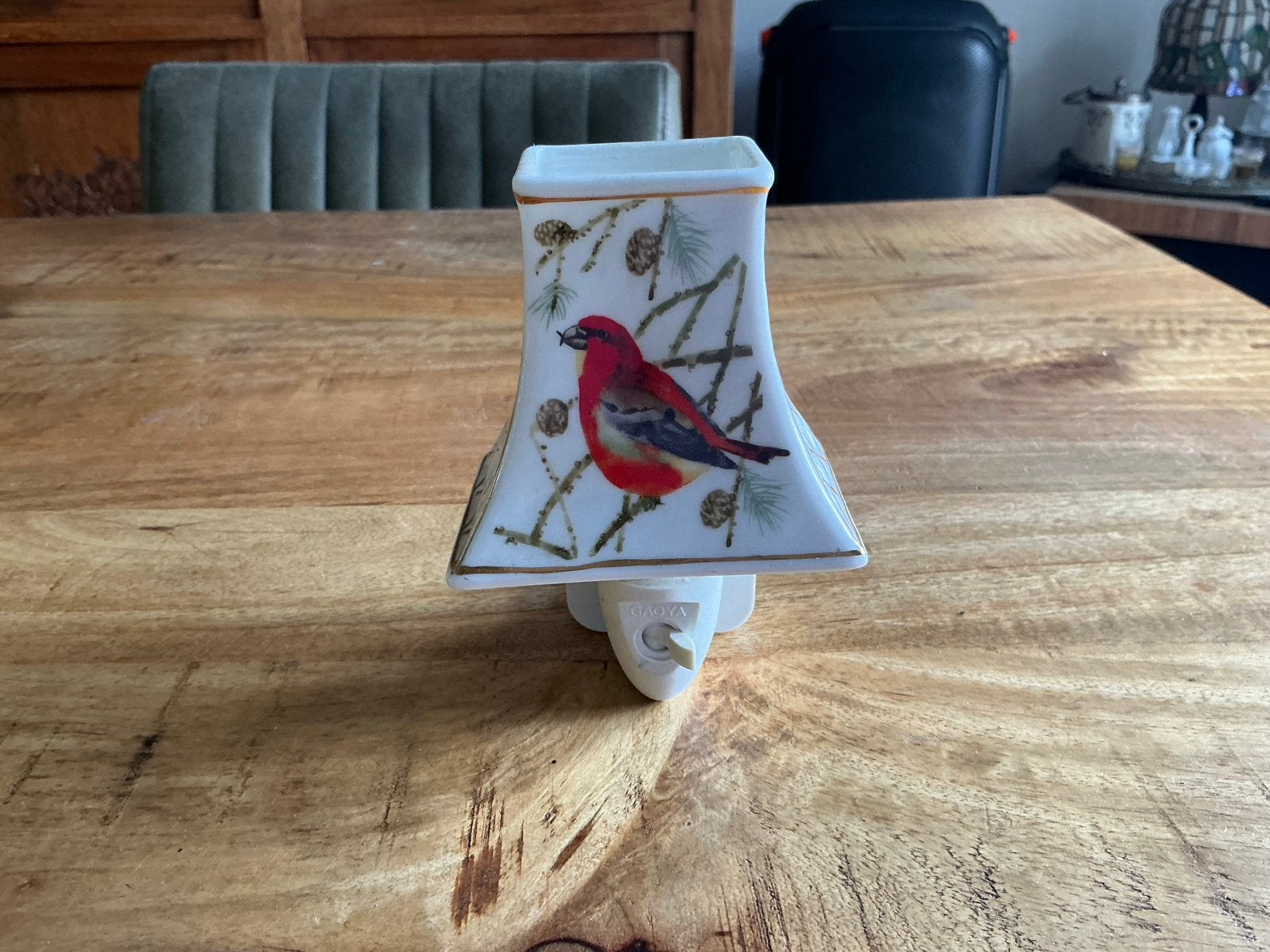 Nachtlampje porselein met vogel, Ophalen of Verzenden, Gebruikt