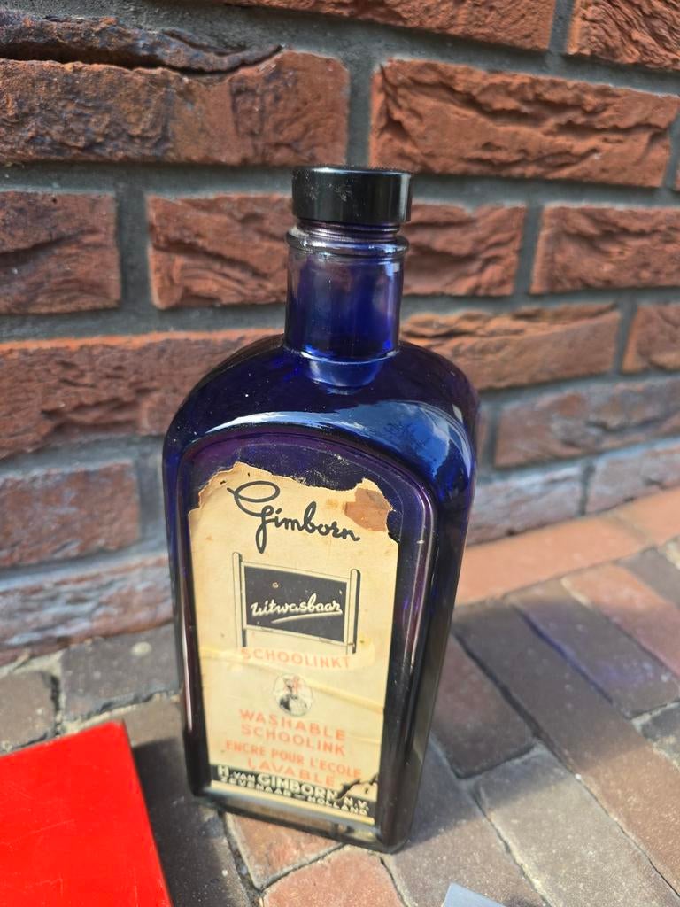2x antieke Gimborn Grote Liter flessen inkt €69, Antiek en Kunst, Antiek | Glas en Kristal, Ophalen of Verzenden