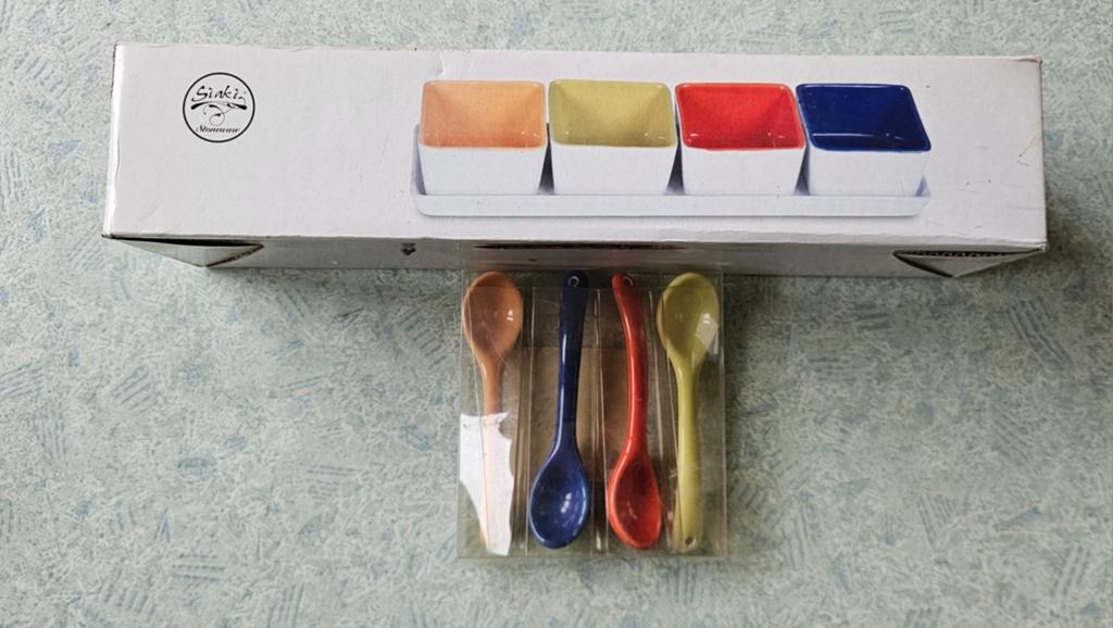 Sitaki Snackset 5-delig: 4 bakjes en serveerlepels, Ophalen of Verzenden