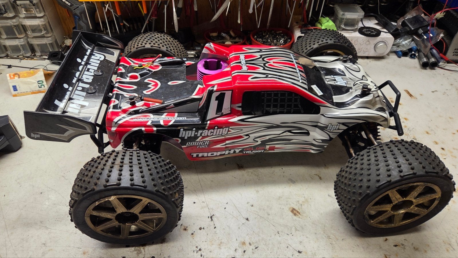 Te koop mooie hpi trophy, Gebruikt, Auto offroad, Ophalen of Verzenden, Schaal 1:8