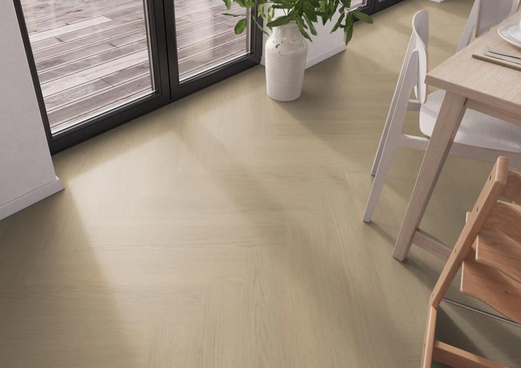 150m2 Belakos Futuro Visgraat XL52 PVC (, Ophalen, 75 m² of meer, Beige, Zo goed als nieuw